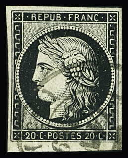 Càd T14 de janvier 1849 sur n°3a 20c noir sur blanc,
