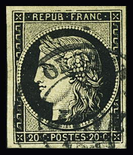 Càd T14 du 3 janv 1849 sur n°3 20c,  TB. Signé A.Brun