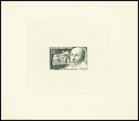 N°1092 18F Schoelcher, épreuve d'atelier du type non émis en noir. Rare et TB