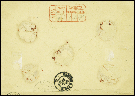 N°38  en paire + 79 T18 "Corment Indre et Loire" (1878) sur lettre chargée (VD 400F), bel AFF composé Cérès - Sage. TB