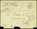 N°77 obl CAD "2 Paris 2 Passy" (1876) sur lettre pour Lille avec griffe encadrée noire "Affranchissement insuffisant" et rare taxe locale de fortune "25", petit défaut d'archivage en bas de la lettre sinon TB