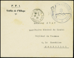 Basses Alpes : lettre en franchise à en-tête "FFI Vallée de l"Ubaye" + CAD de Barcelonnette (1945) et cachet bleu à Croix de Lorraine "Comité de la Libération de la vallée de l'Ubaye". TB