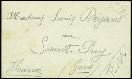 Carte postale imprimée "Je suis bien arrivé en Angleterre et vous écrirai bien tôt" écrite par un rescapé baprès l'opération Dynamo (juin 1940). 2 pièces connues. TB