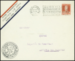 25.11.1927 Buenos Aires - Asuncion par Costes et Le Brix env. avec bandeau tricolore AFF Argentine n°281 obl Buenos Aires avec flamme spéciale (Muller n°26). RR et TB