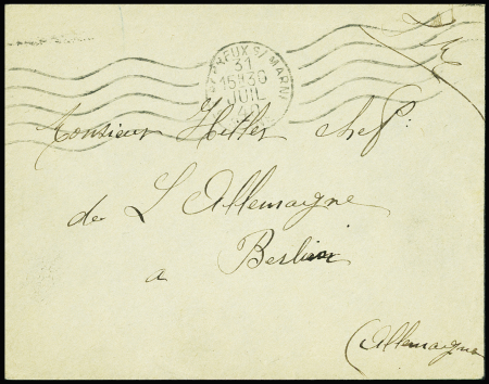 Lettre non AFF avec obl mécanique du Perreux sur Marne Seine (31.7.1940) adressée à "Monsieur Hitler chef de l'Allemagne à Berlin (Allemagne)". TB