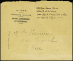 Env rouge Latécoère brûlée AFF Maroc n°51, avec griffe noire "Correspondance avion retardée et détériorée par suite de l'accident aérien survenu le 16-12" + env de réexpédition PTT n°716 F1 avec mention manuscrite "Corre