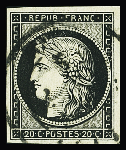 CaD T14 du 5 janvier 1849 sur n°3a 20c noir sur blanc,