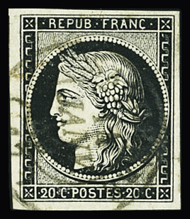 CaD T15 Sancerre (17) 14 janv 49, sur n°3a 20c noir