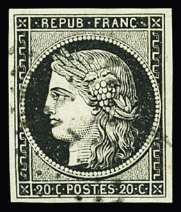 Losange Petits Chiffres sur n°3a 20c noir sur blanc,