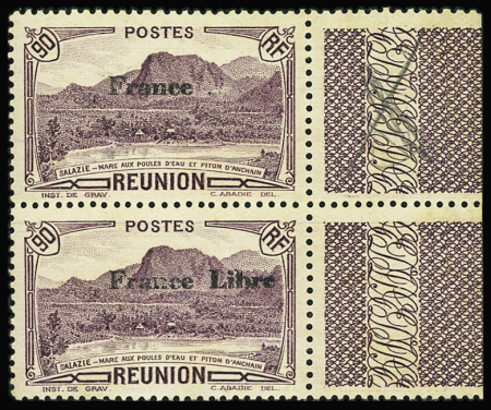 N°202 90c violet-brun, variété sans "LIBRE" dans surcharge