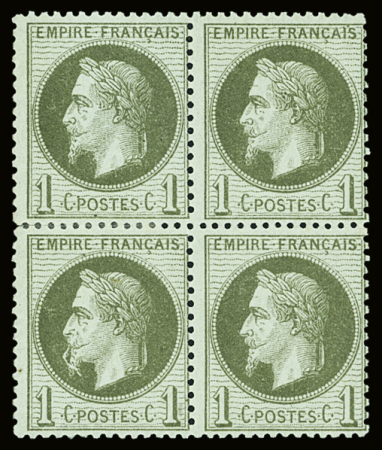 N°25b variété à la cigarette dans un bloc de 4, neuf