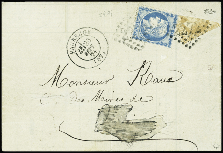 N°28B coupé en diagonal + n°37 obl. GC2272 sur lettre