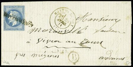 Griffe linéaire MONTMORENCY sur n°29B sur lettre avec