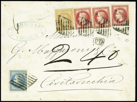 Très rare oblitération grille de Civita Vecchia sur