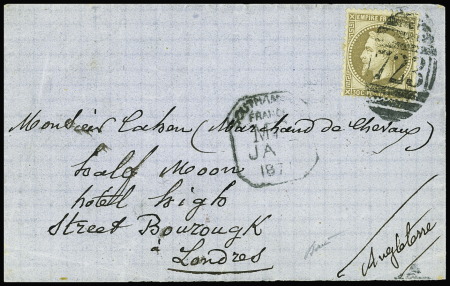 Rare oblitération Killer anglais 723 sur n°30 sur lettre