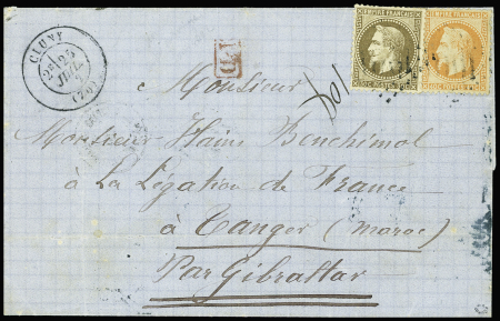 Rarissime affranchissement mixte FRANCE-ESPAGNE avec