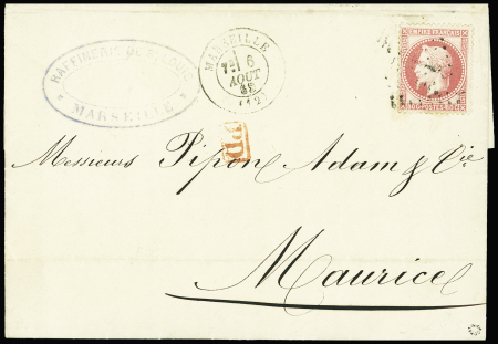 N°32 sur lettre de Marseille 1869 pour l'ile Maurice,