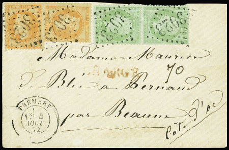 N°35 en paire +n°31 (x2) obl. GC 3023 sur enveloppe