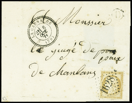 N°36 obl. GC 1628 + T22 LA GARNACHE (79) 6 oct 71,