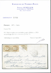 N°36 coupé en diagonale +paire obl. GC 2824 sur lettre