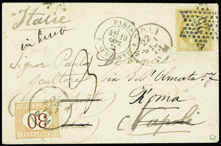 N°38 40c orange obl. étoile 25 sur enveloppe ide Paris