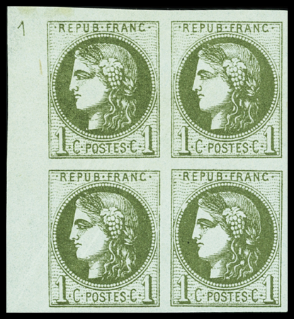 Petit chiffre "1" dans la marge d'un bloc de 4 neuf