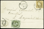 N°41B + 25 +28A (replié au verso) obl. càd Condrieu