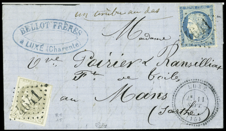 N°41A 4c Report 1 +39A (au verso) +37 obl. GC4641 sur