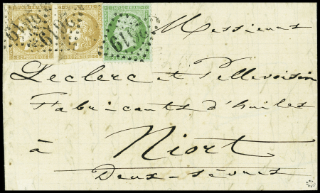 N°43Bd bistre-brun en paire +n°20 obl. GC 2619 sur