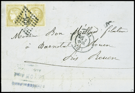 N°43Ab belle nuance bistre verdâtre en paire bien margée