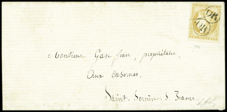 N°43Bc belle nuance bistre jaune citron, percé en ligne,