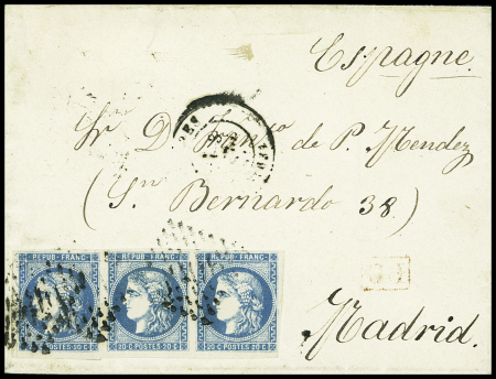 N°46B en bande de trois obl. GC 3906 sur lettre de