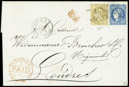 Etoile 21 sur N°46B + 28B sur lettre de Paris R. St