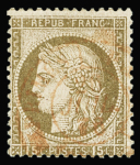 Rare càd rouge sur N°55b 15c brun sur rose ERREUR du