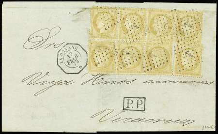 N°58 15c bistre (x8, ex. pd) obl. Ancre sur lettre