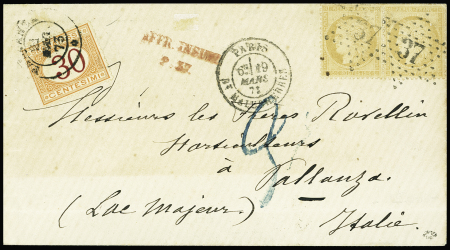 N°59 en paire obl. étoile 37 sur lettre insuffisamment