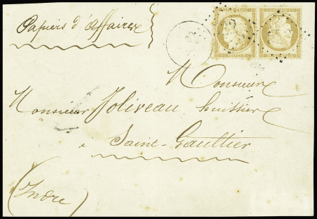 N°59d Paire TETE-BECHE du 15c bistre obl. GC 522 de