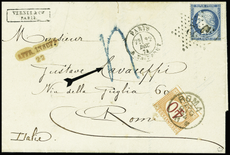 N°60A obl. étoile 22 sur lettre insuffisamment affranchie