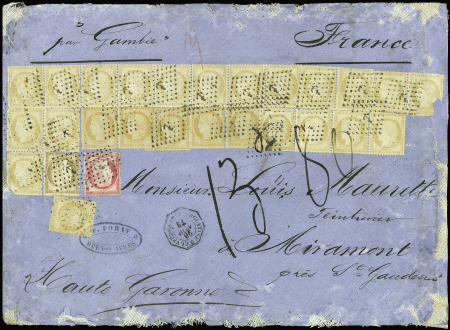 Rare affranchissement massif avec n°38 (x10) +53 +56