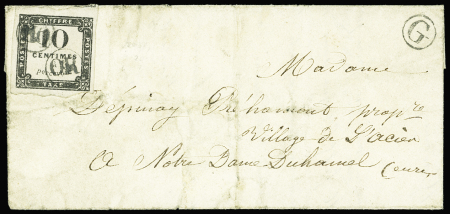 Oblitération OR frappé deux fois sur n°1 10c noir Litho