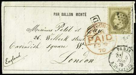 LE JOURNAL POSTE N°1 par Ballon Monté avec n°30 obl.