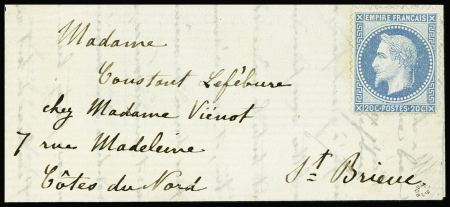 Lettre avec texte daté de Paris le 8 octobre 1870 transmise