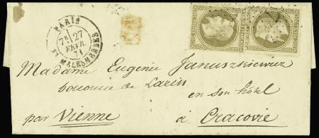 POLOGNE Etoile 37 sur n°30 x2 sur lettre en polonais