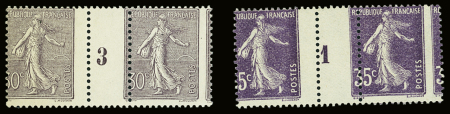 N°133 30c. lilas millésime "3" neuf **  et N°142 35c