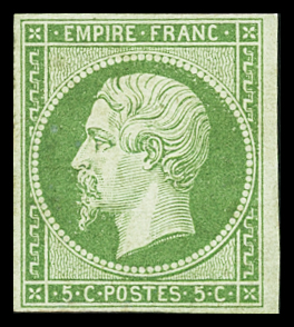 N°12 5c vert, neuf *, TB. Signé A.Brun