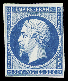 N°14A 20c bleu, neuf *, TB. Signé Calves