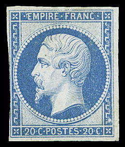 N°14B 20c bleu, neuf **, TTB. Signé Calves (cote pour