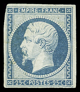 N°15 25c bleu,  restant de gomme, clairs ST/B