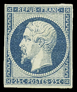 N°10 25c bleu, essai, neuf *, TB