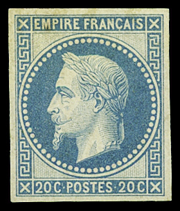 N°29Ab 20c bleu, impression fine de Rothschild, neuf
